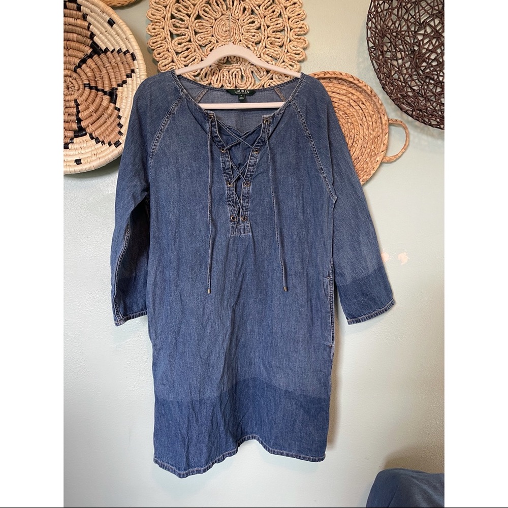 Lauren by Ralph Lauren Two Tone Denim Dress